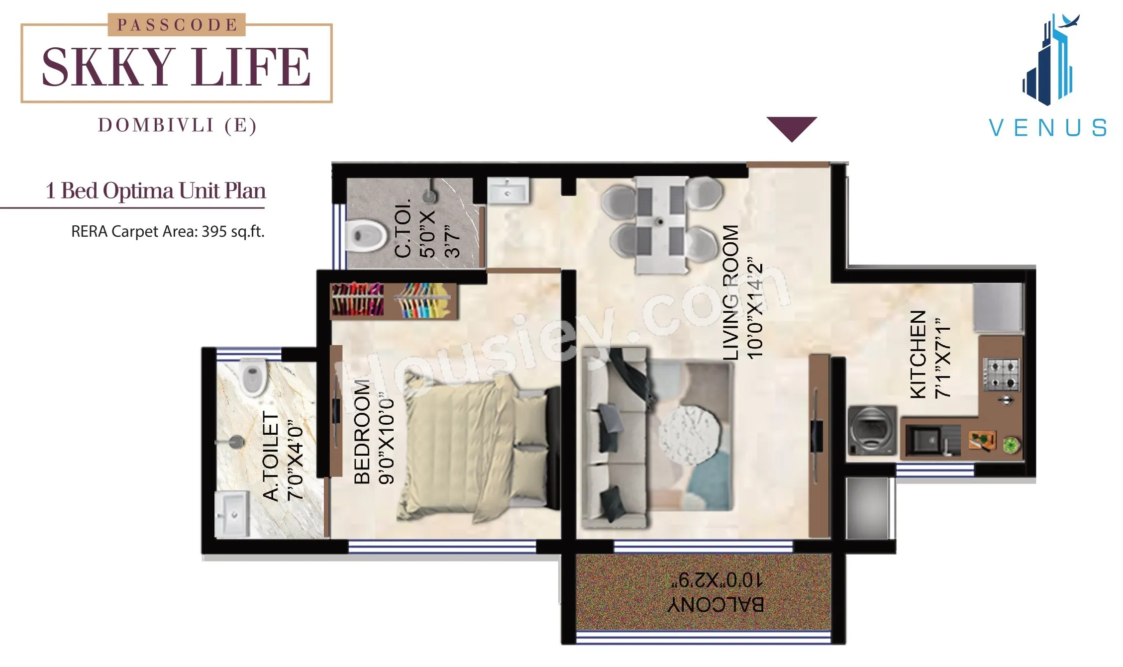 Unit plan - 395 sq.ft.