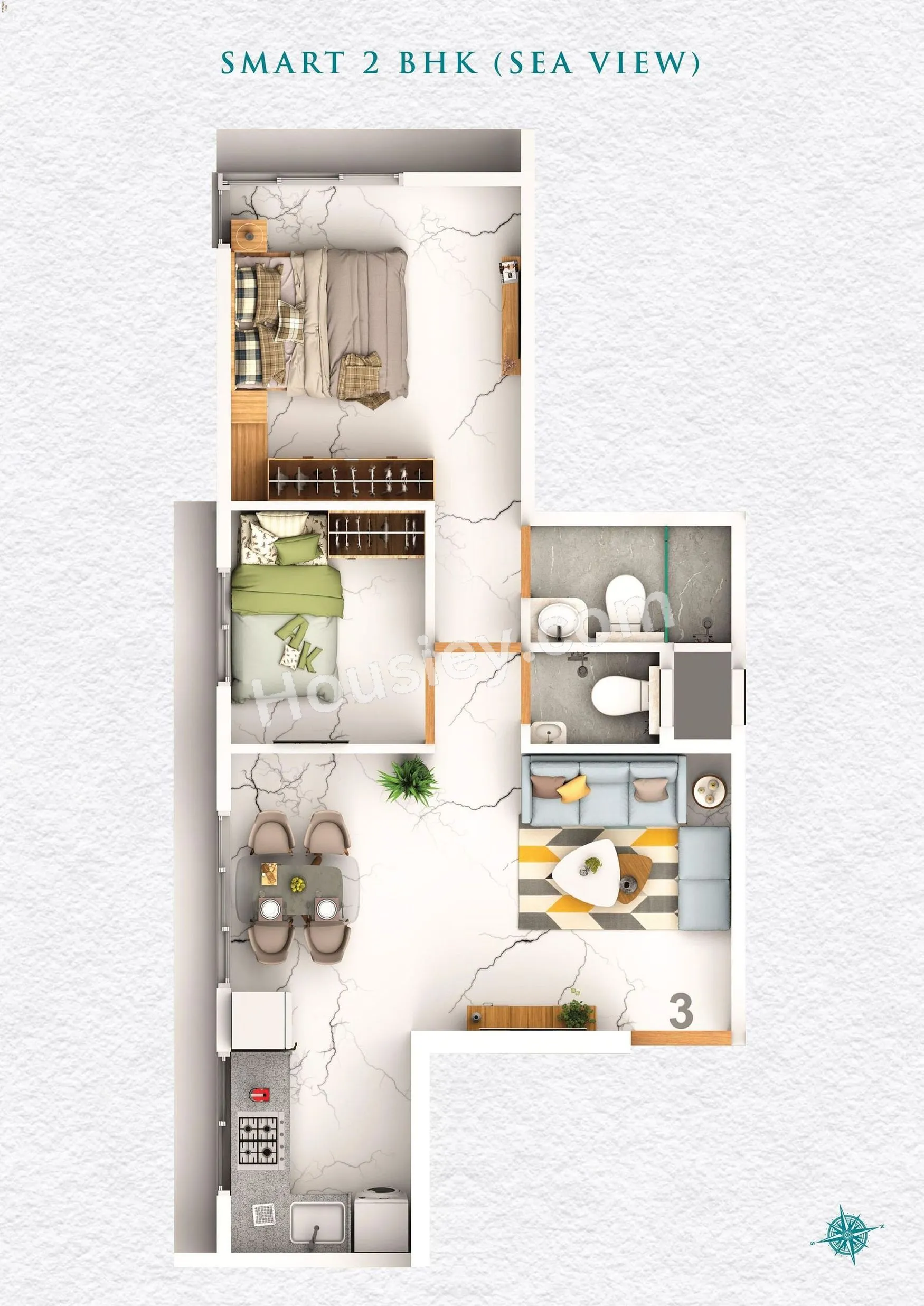 Vibrant Ekam Parkk Unit plan - 451 sq.ft.