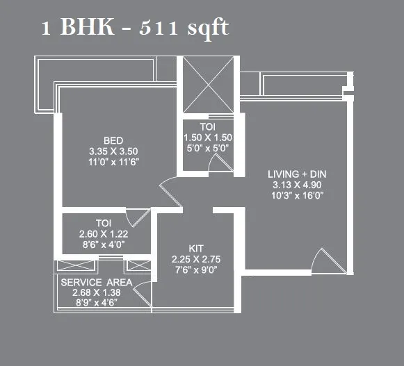 Virtuoso Ananta Unit plan - 511 sq.ft.