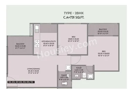 Vision Spacio Unit plan - 731 sq.ft.