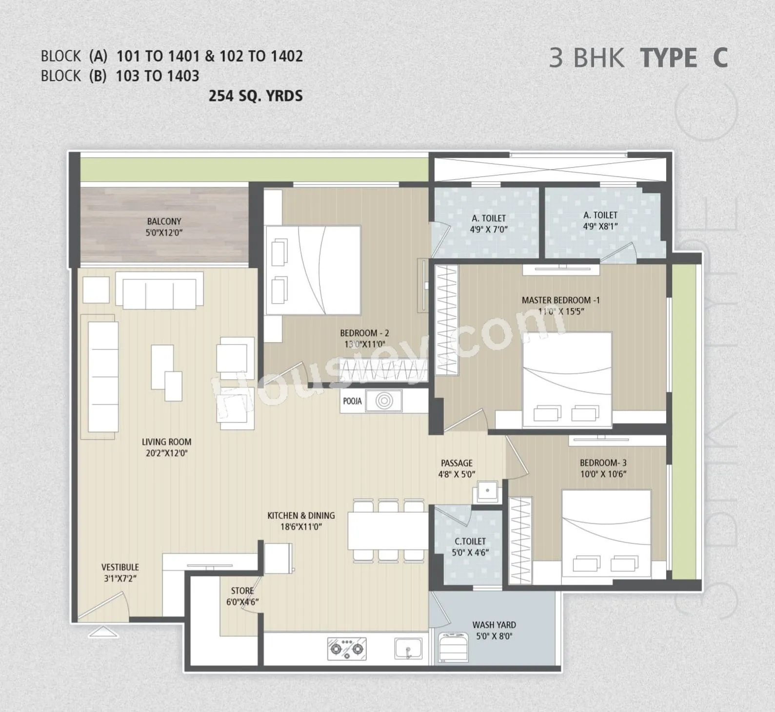 Vitra Artham 97 Unit plan - 1257 sq.ft.