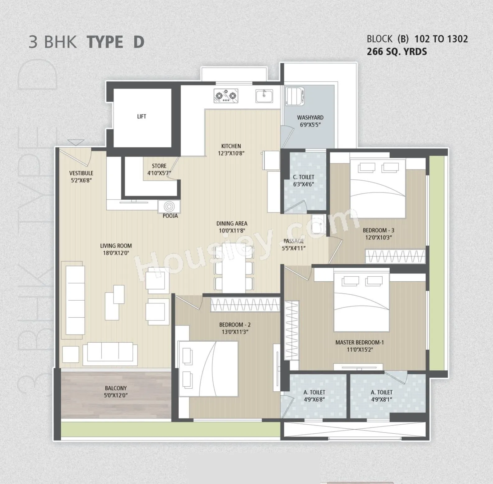 Vitra Artham 97 Unit plan - 1316 sq.ft.