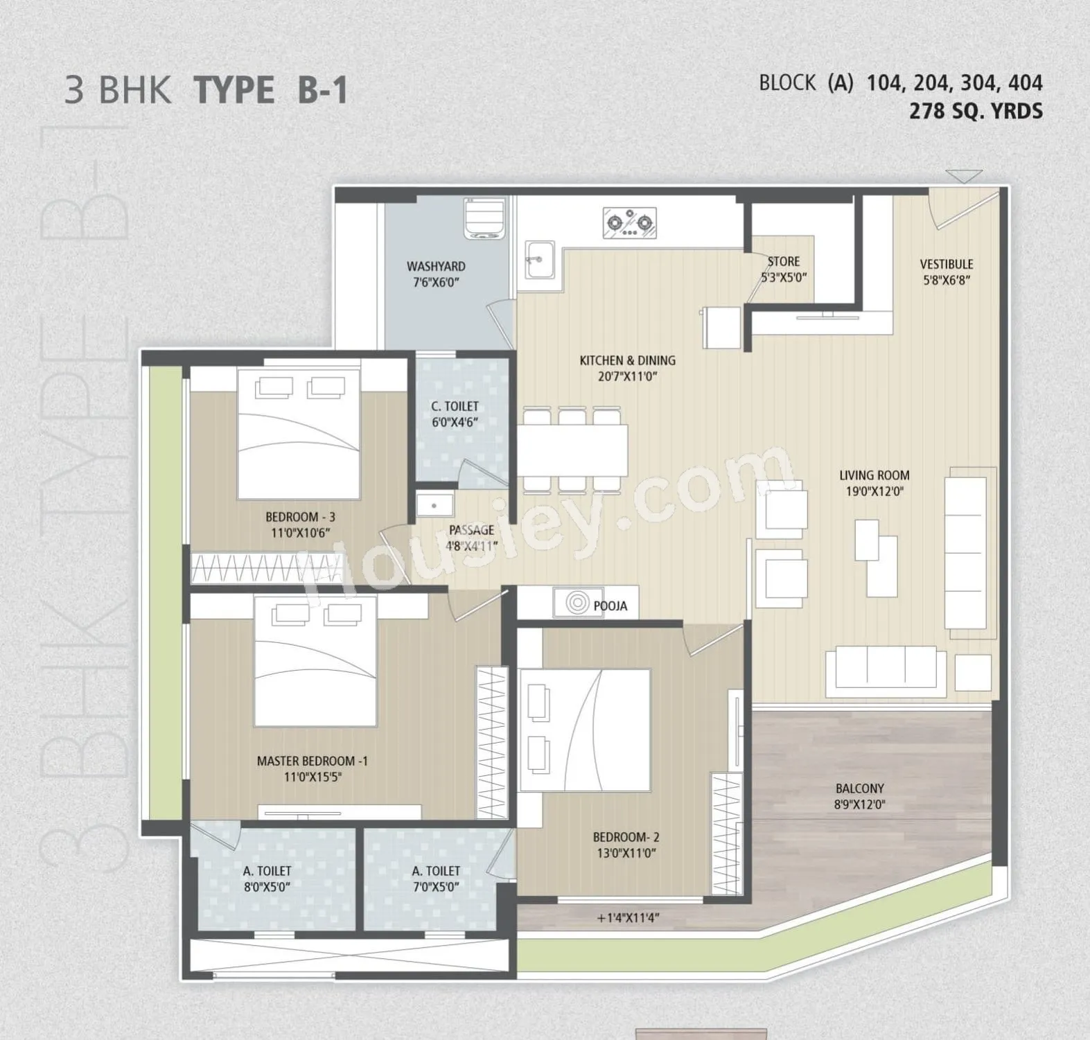 Vitra Artham 97 Unit plan - 1376 sq.ft.