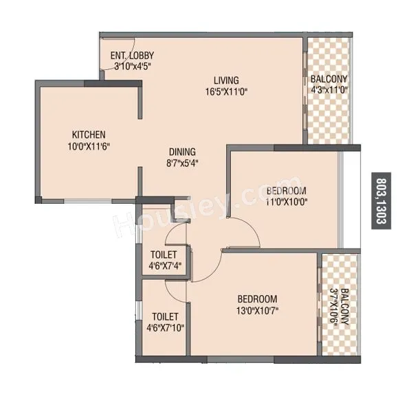 Yashada Dreamsong Unit plan - 828 sq.ft.