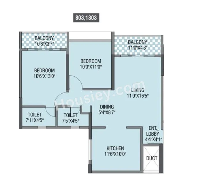 Yashada Dreamsong Unit plan - 830 sq.ft.