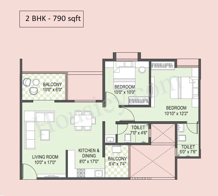 Yashada Florenza Phase-I Unit plan - 790 sq.ft.