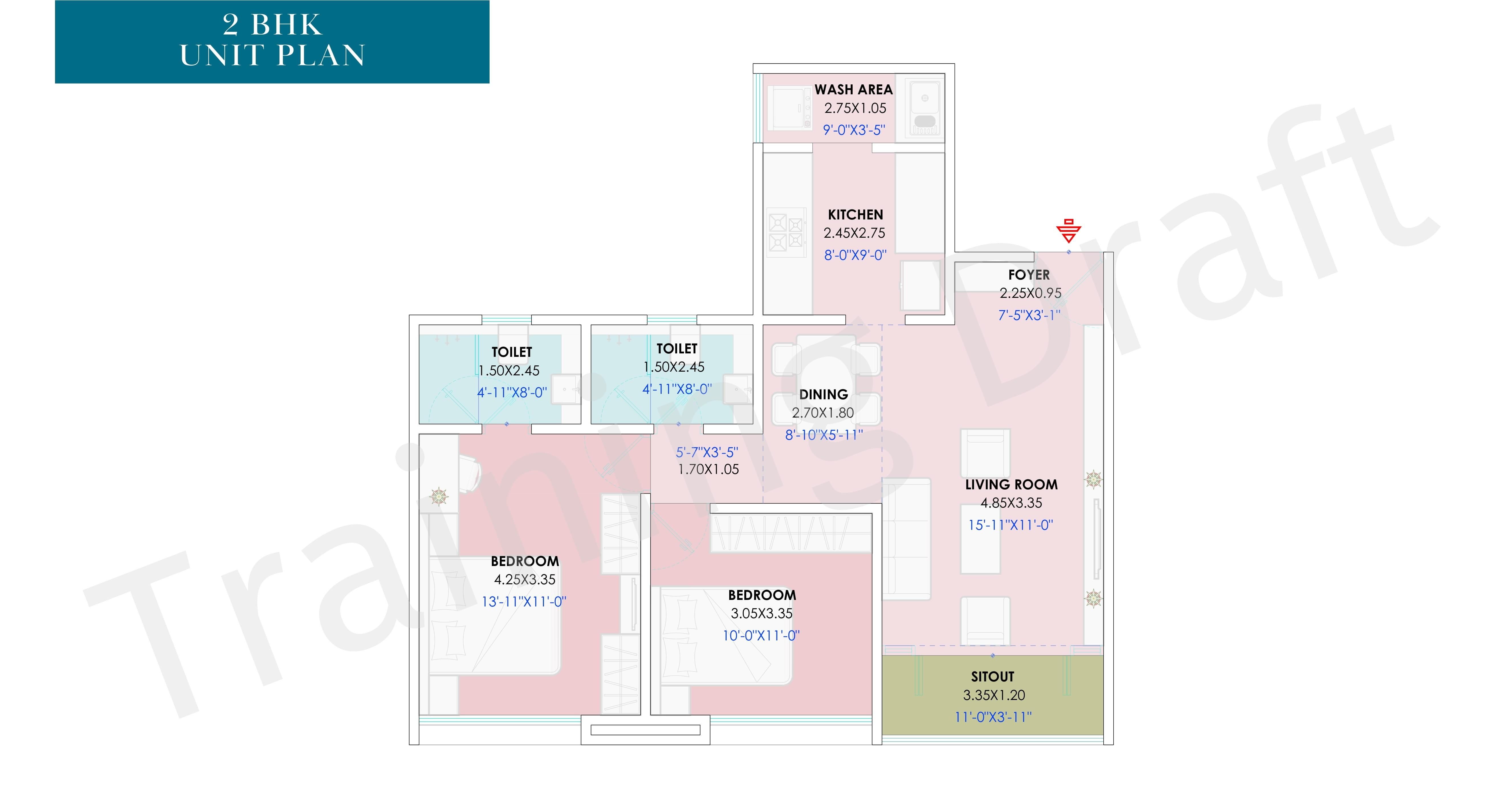 Yoo Pristine Unit plan - 807 sq.ft.