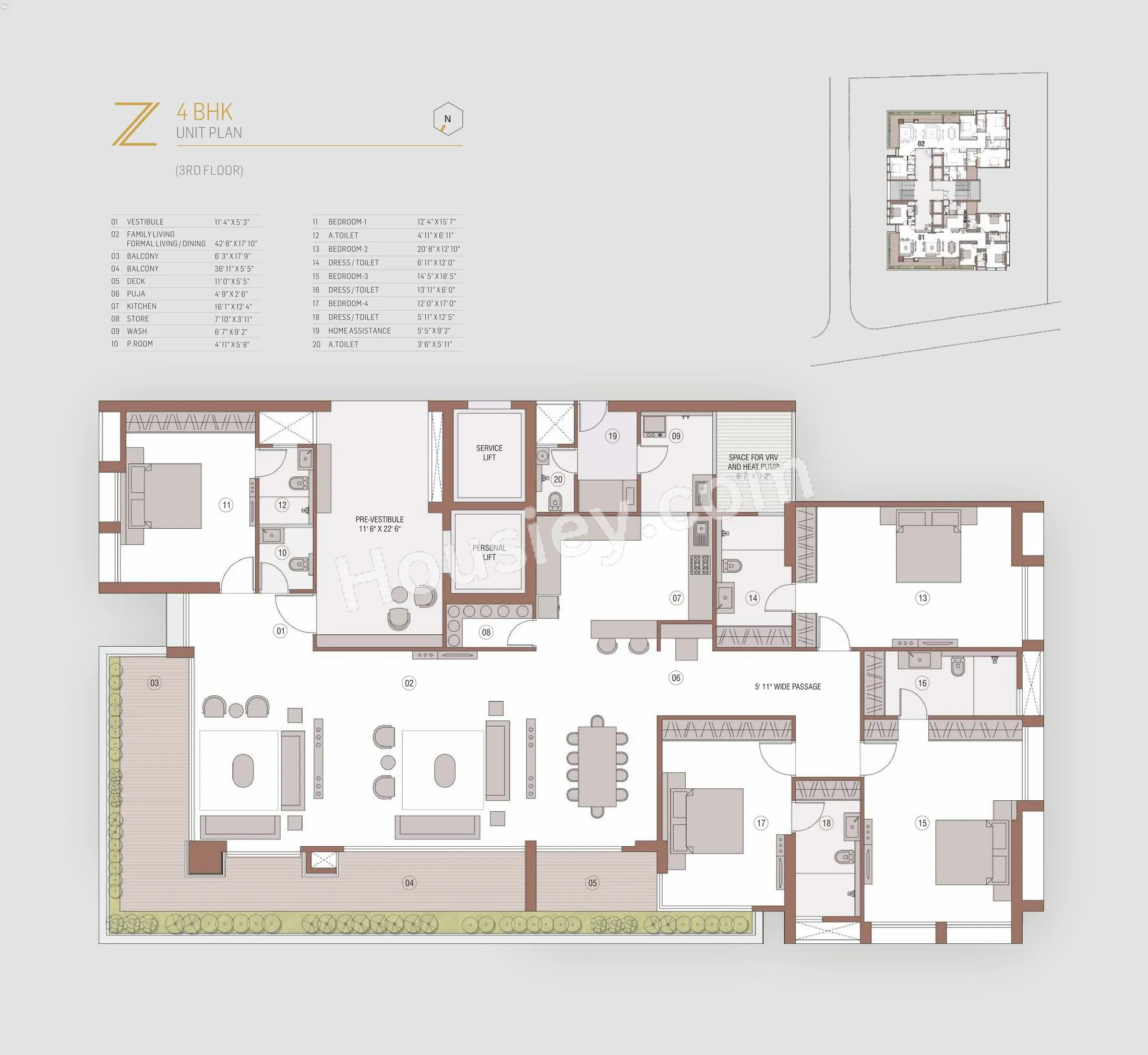 Z Luxuria Unit plan - 3698 sq.ft.