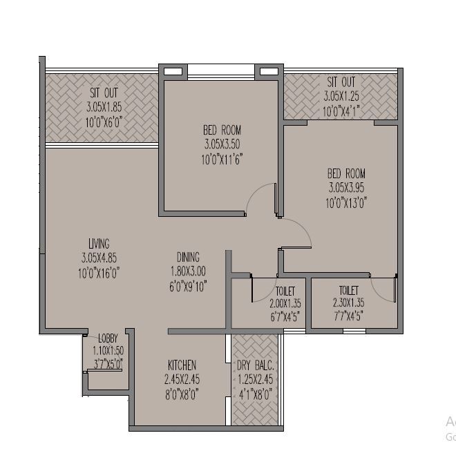 Unit plan - 807 sq.ft.