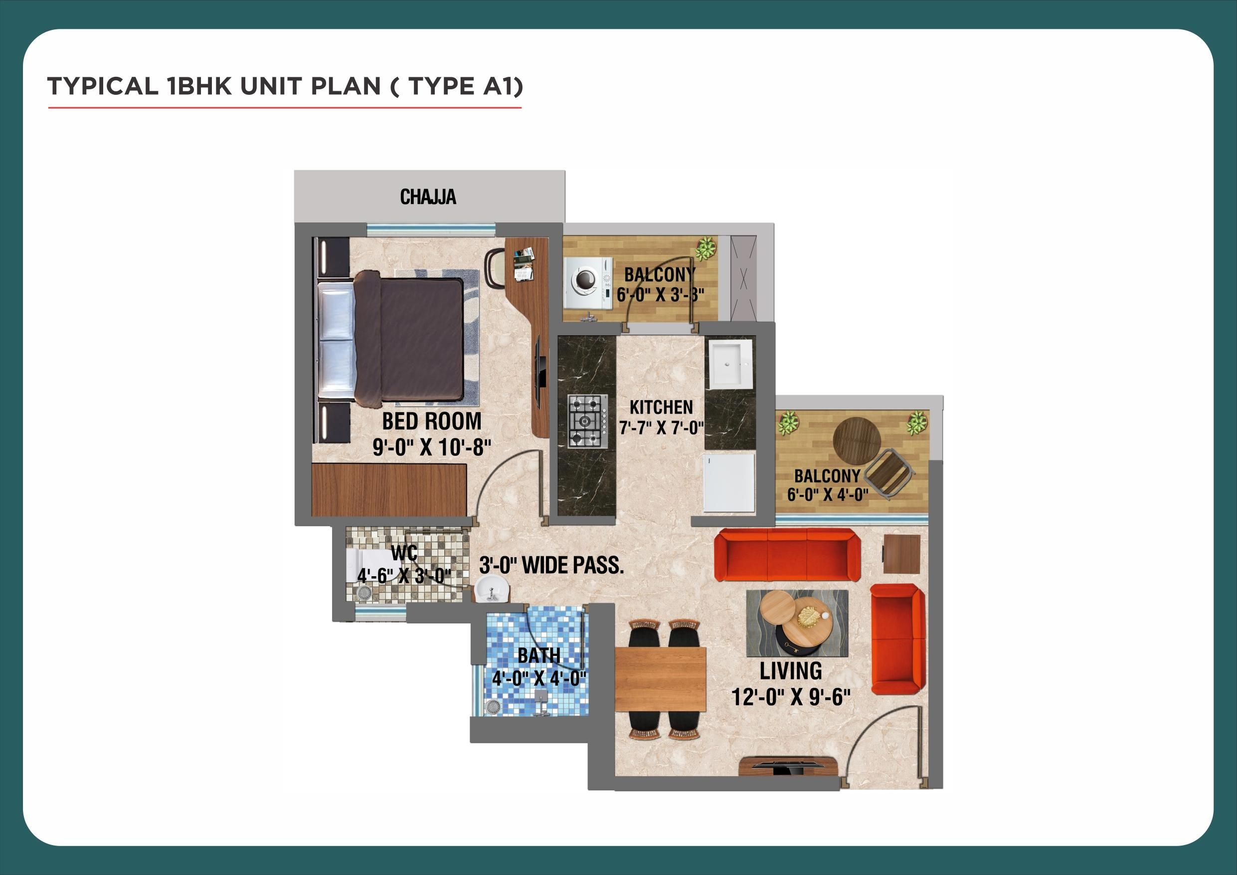 Arihant Avanti Palace Unit plan - 365 sq.ft.
