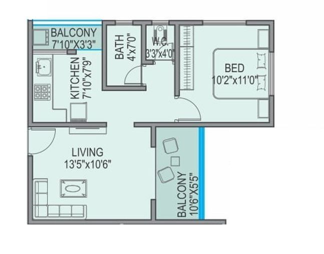 Unit plan - 494 sq.ft.