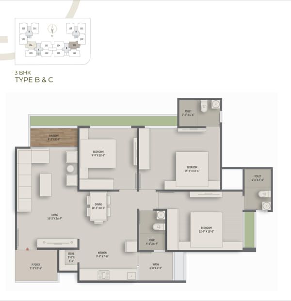 Unit plan - 972 sq.ft.
