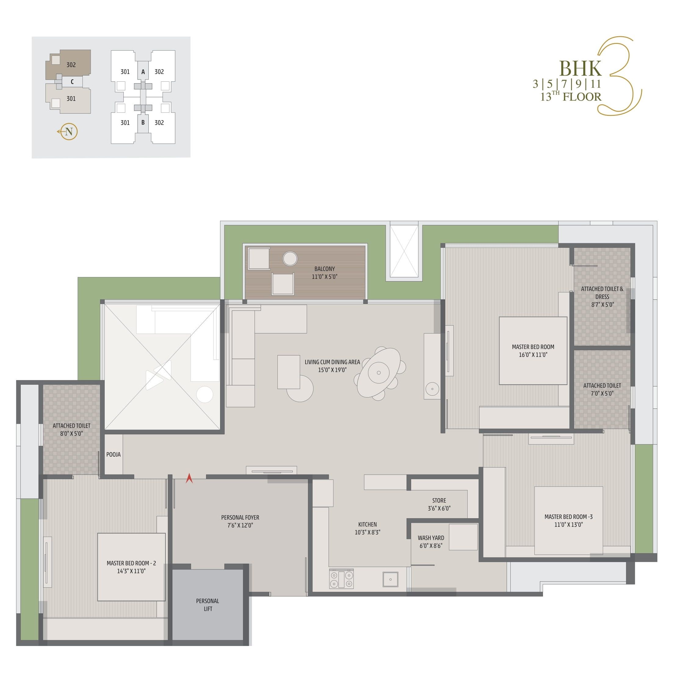 Ideal Imbert Unit plan - 1311 sq.ft.