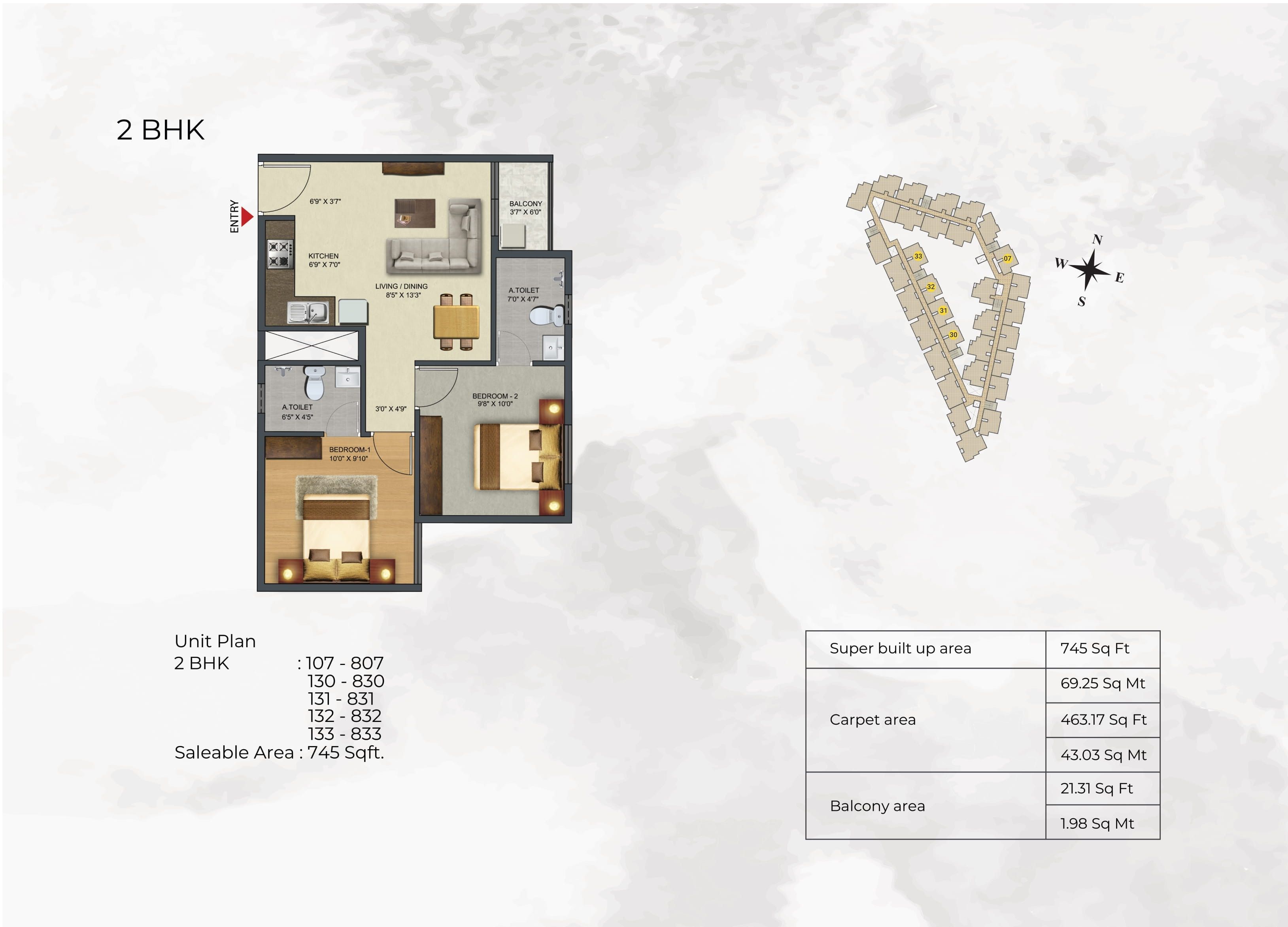 Unit plan - 463 sq.ft.