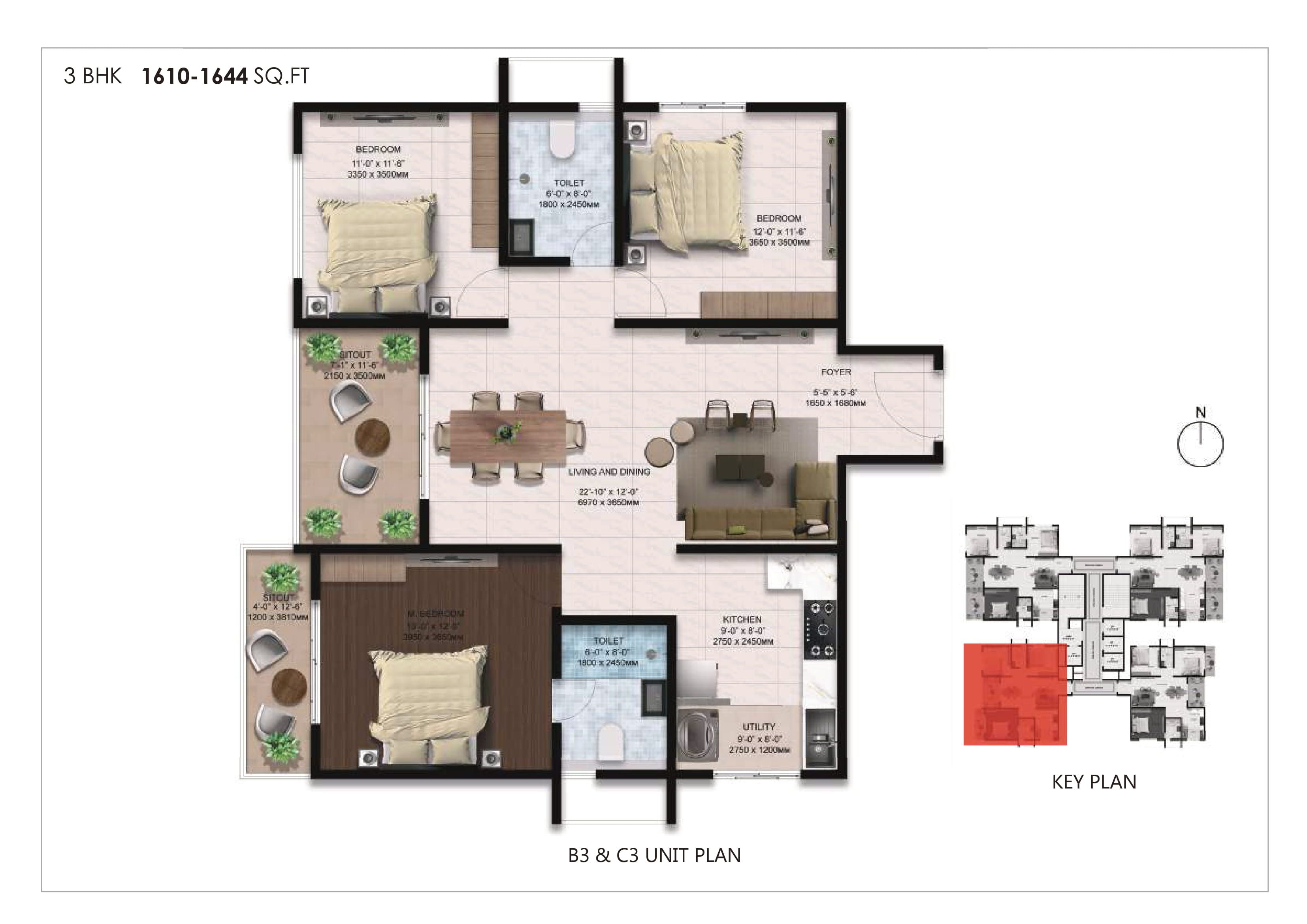 Unit plan - 996 sq.ft.