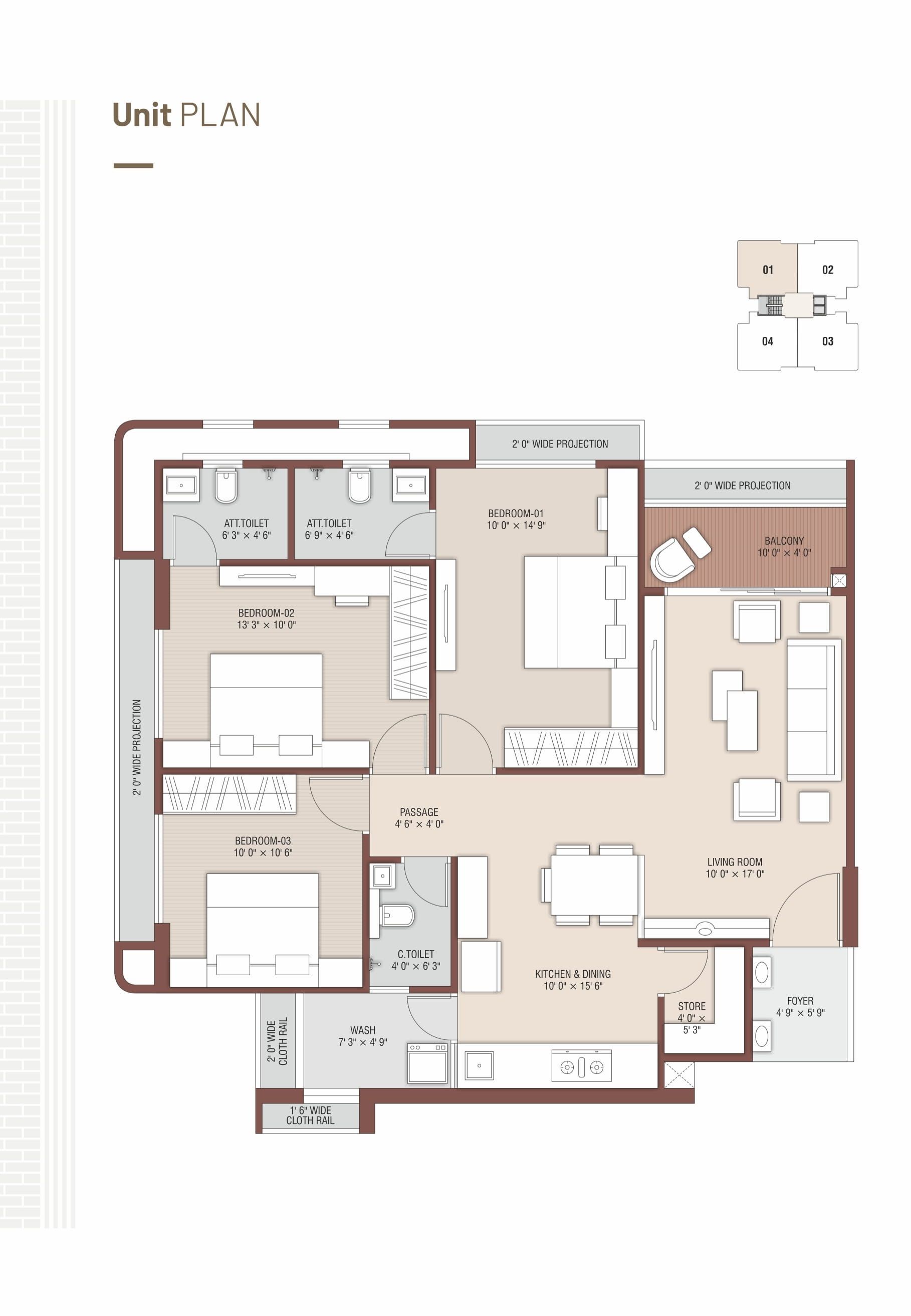 Unit plan - 1862 sq.ft.
