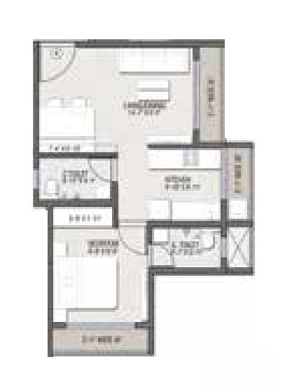 Nakshatra Nirvana Unit plan - 373 sq.ft.