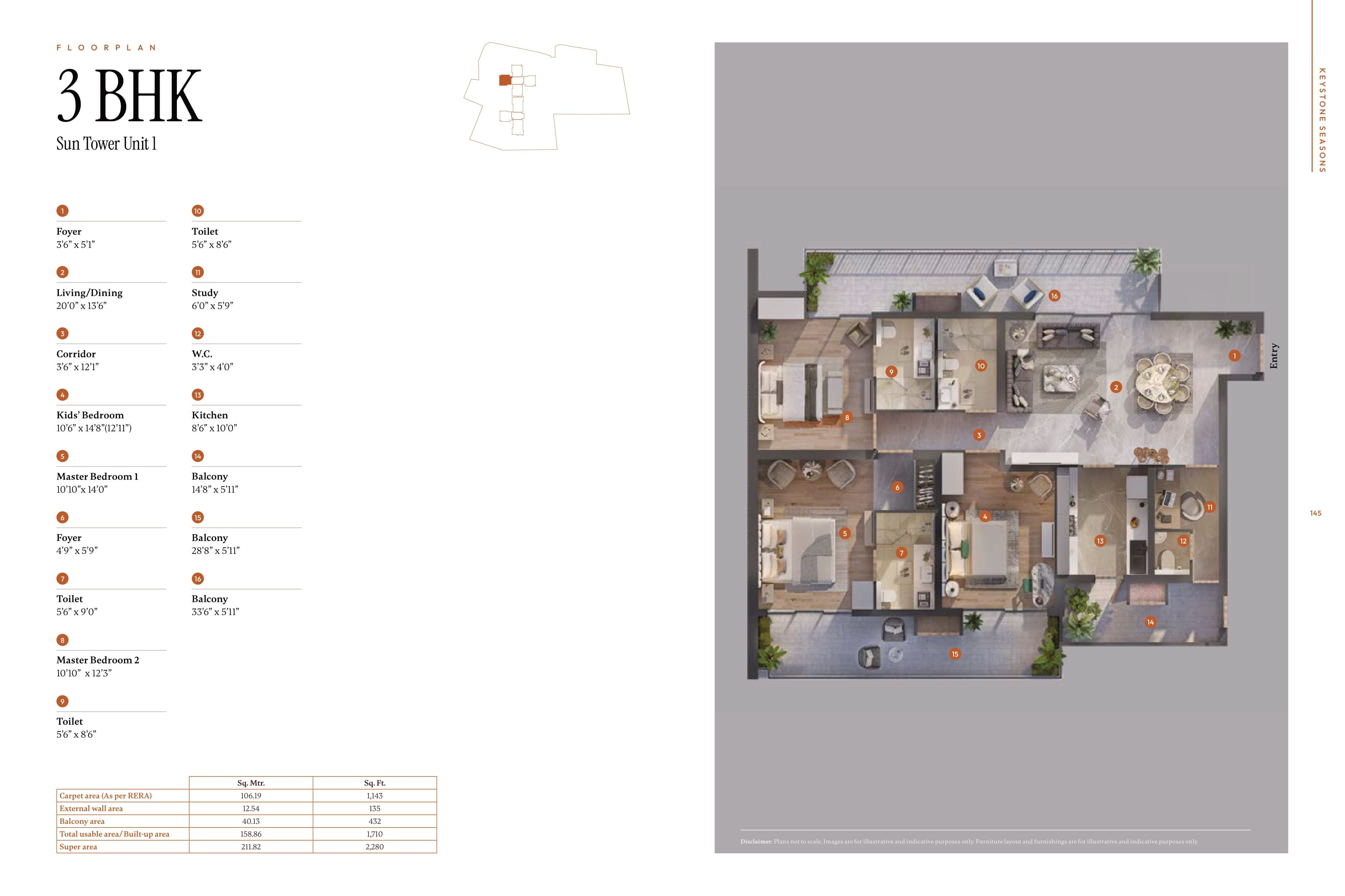 KeyStone Seasons Unit plan - 1143 sq.ft.
