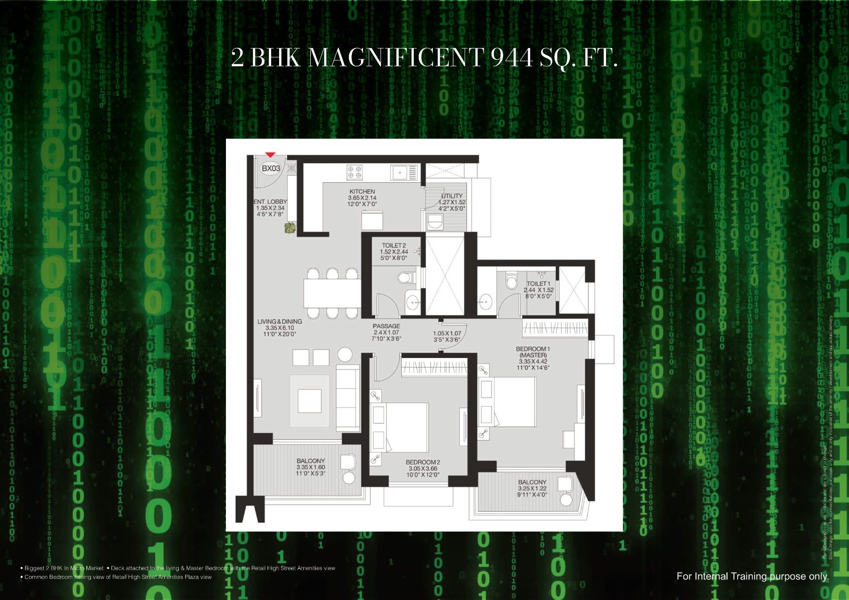 Godrej The Greenfront Unit plan - 943 sq.ft.