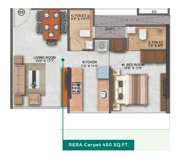 Unit plan - 450 sq.ft.