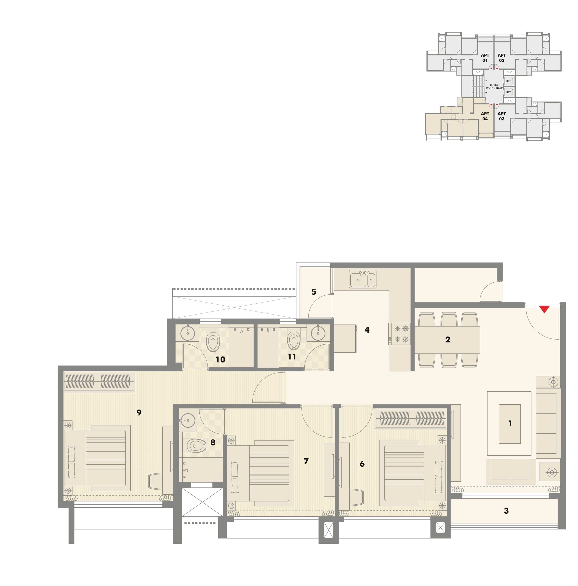 Pacifica North Enclave Unit plan - 811 sq.ft.