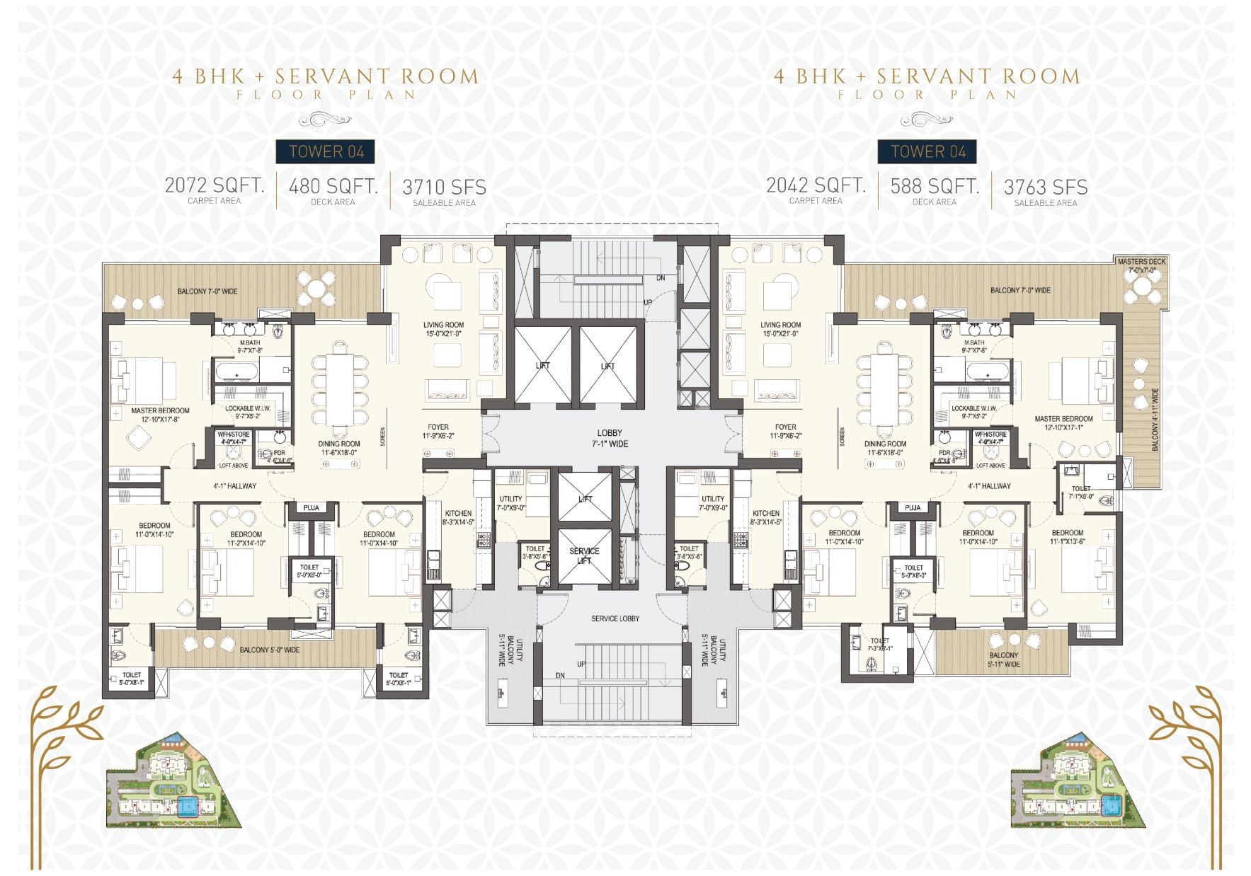 The Estate Residencies Unit plan - 2073 sq.ft.