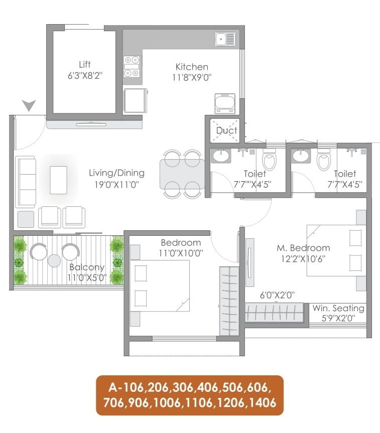 Unit plan - 730 sq.ft.