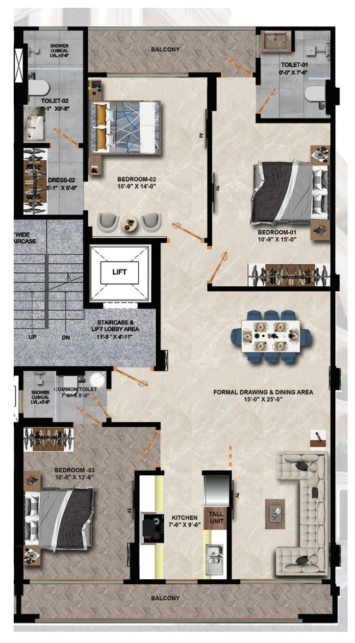 Victory Floors Unit plan - 1200 sq.ft.