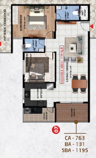 Suraksha Springs Unit plan - 763 sq.ft.