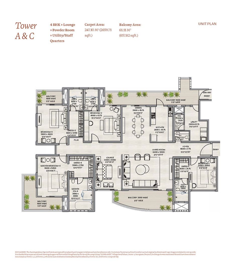 Adani Lushlands Unit plan - 2660 sq.ft.