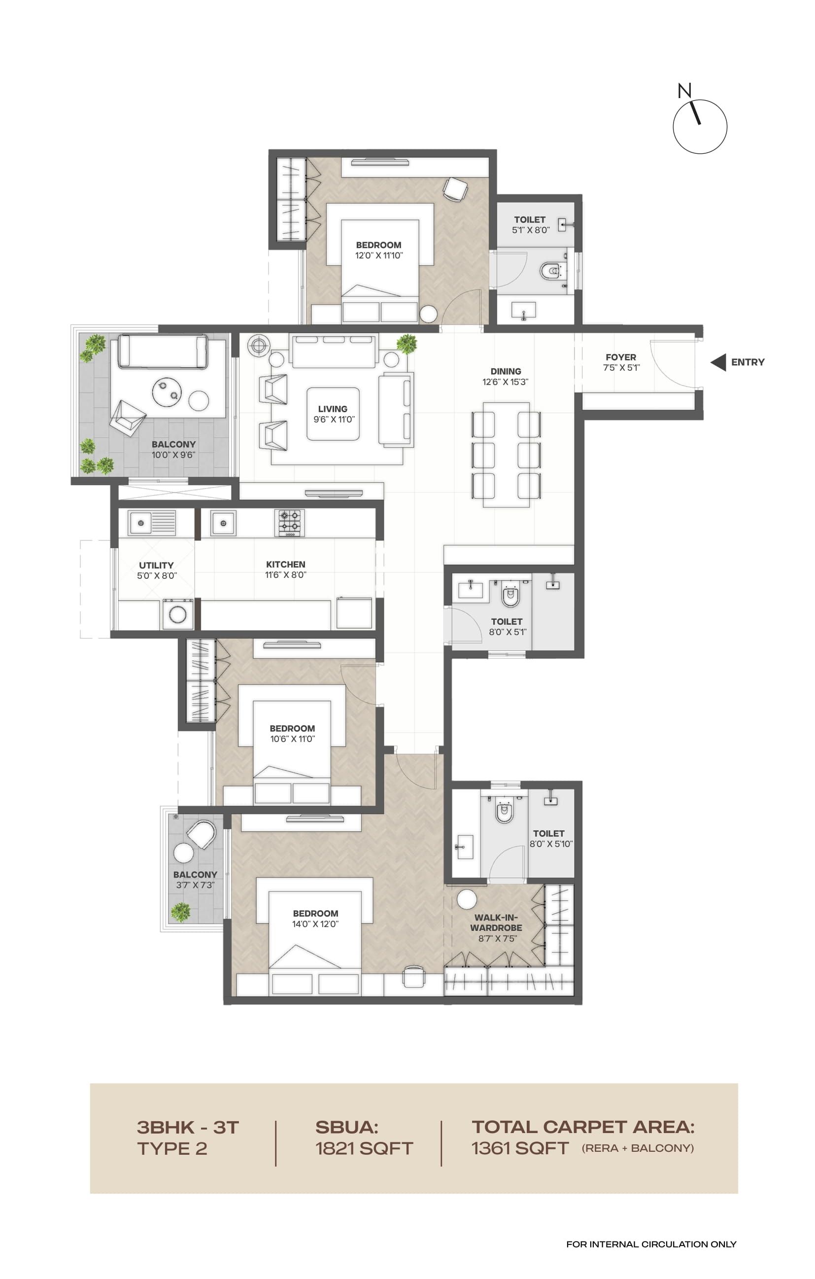 Assetz Uncrowded Unit plan - 1226 sq.ft.