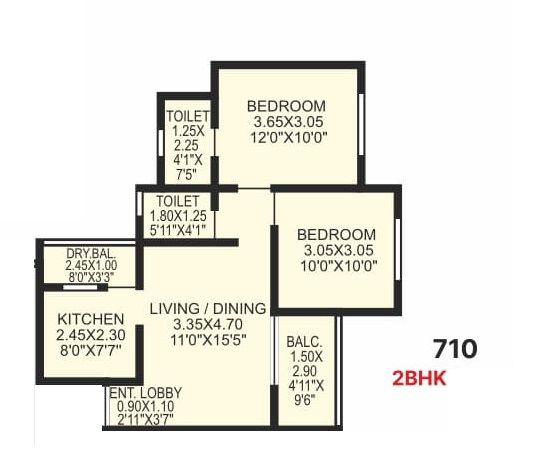 Shiv Divine Deeds Unit plan - 631 sq.ft.