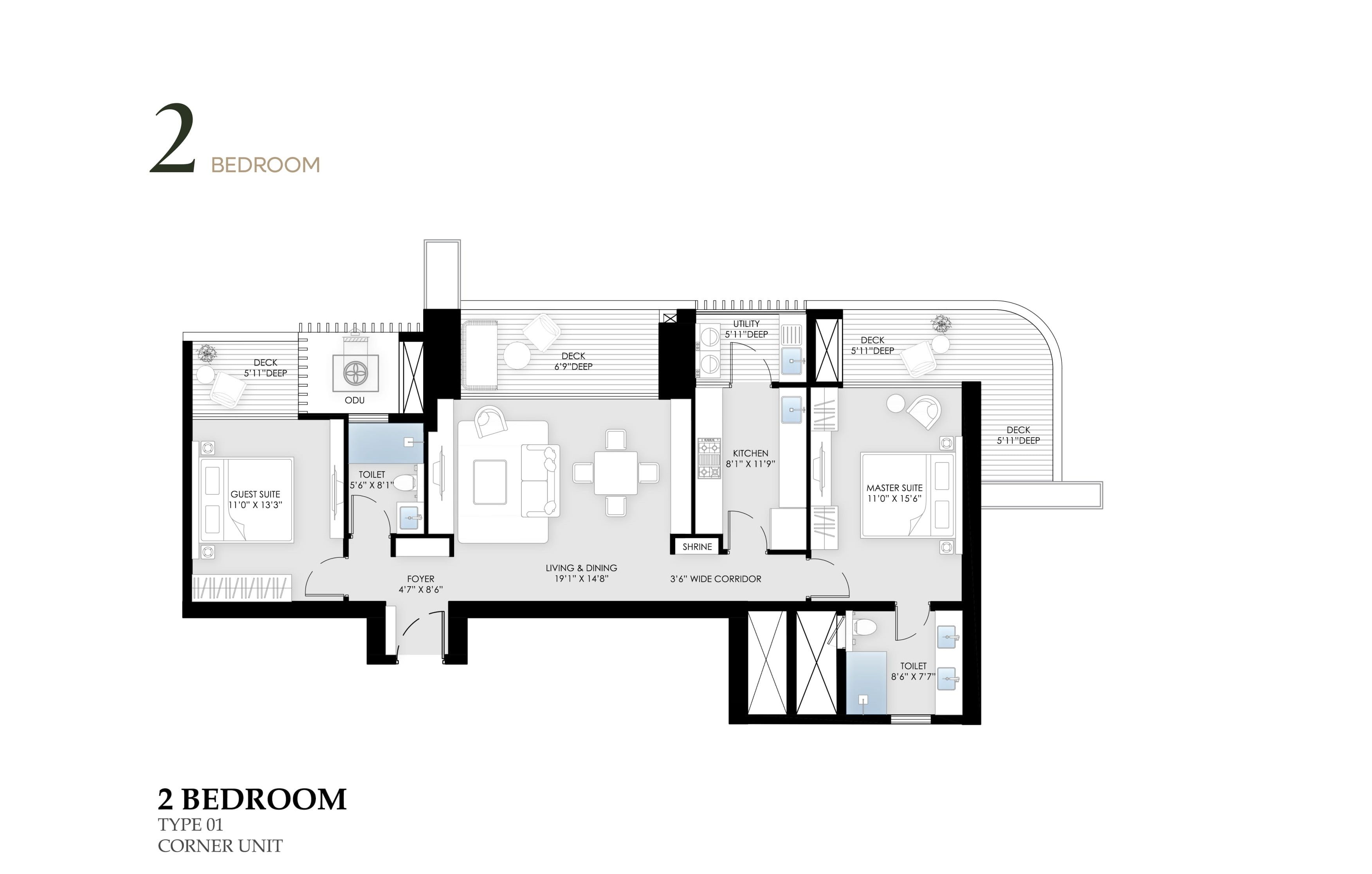 Unit plan - 1040 sq.ft.