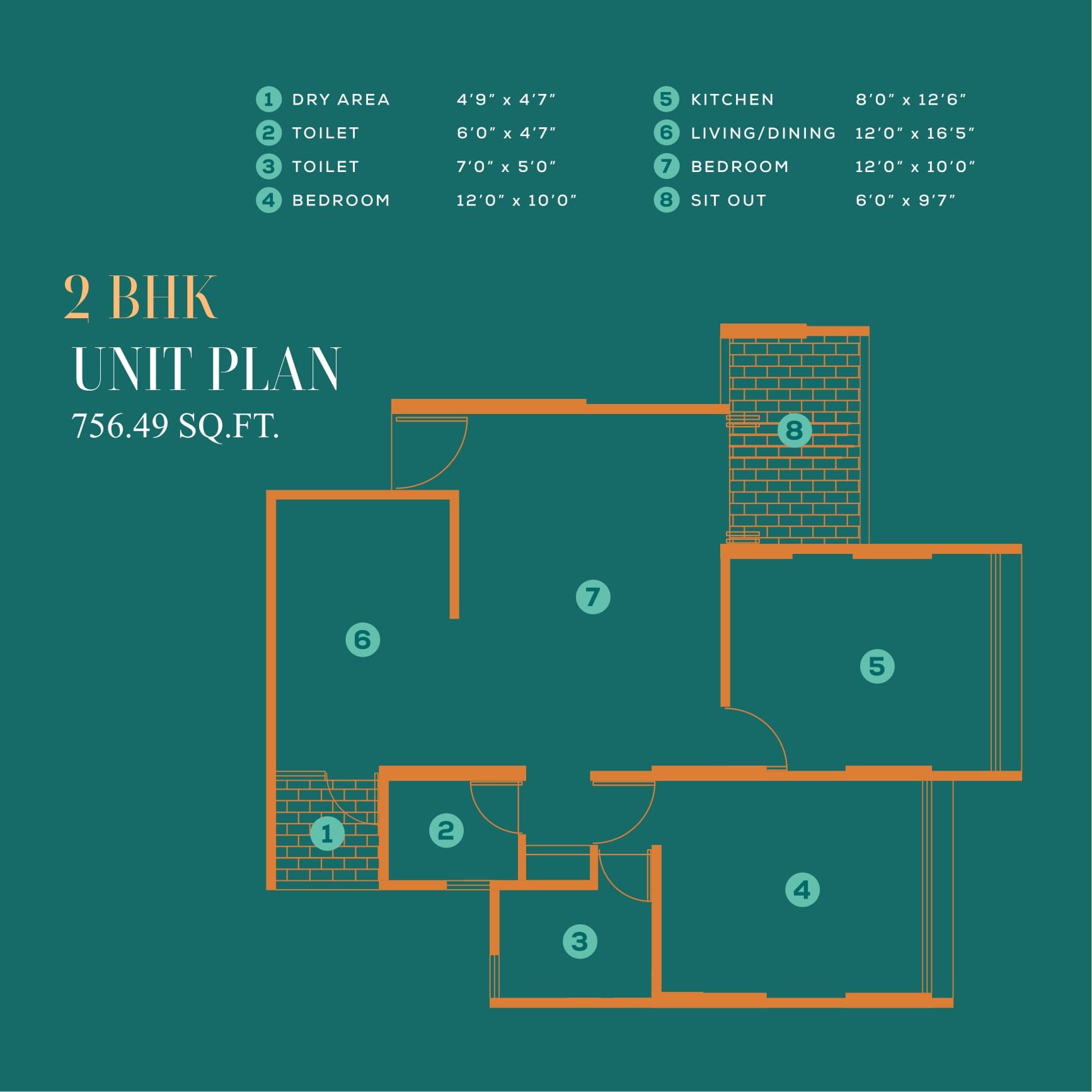 Unit plan - 756 sq.ft.