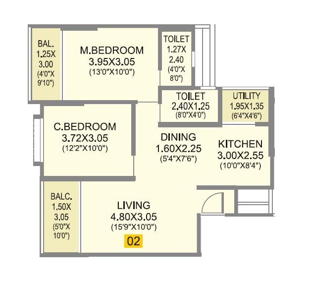 Aditya Vivaaz Unit plan - 797 sq.ft.