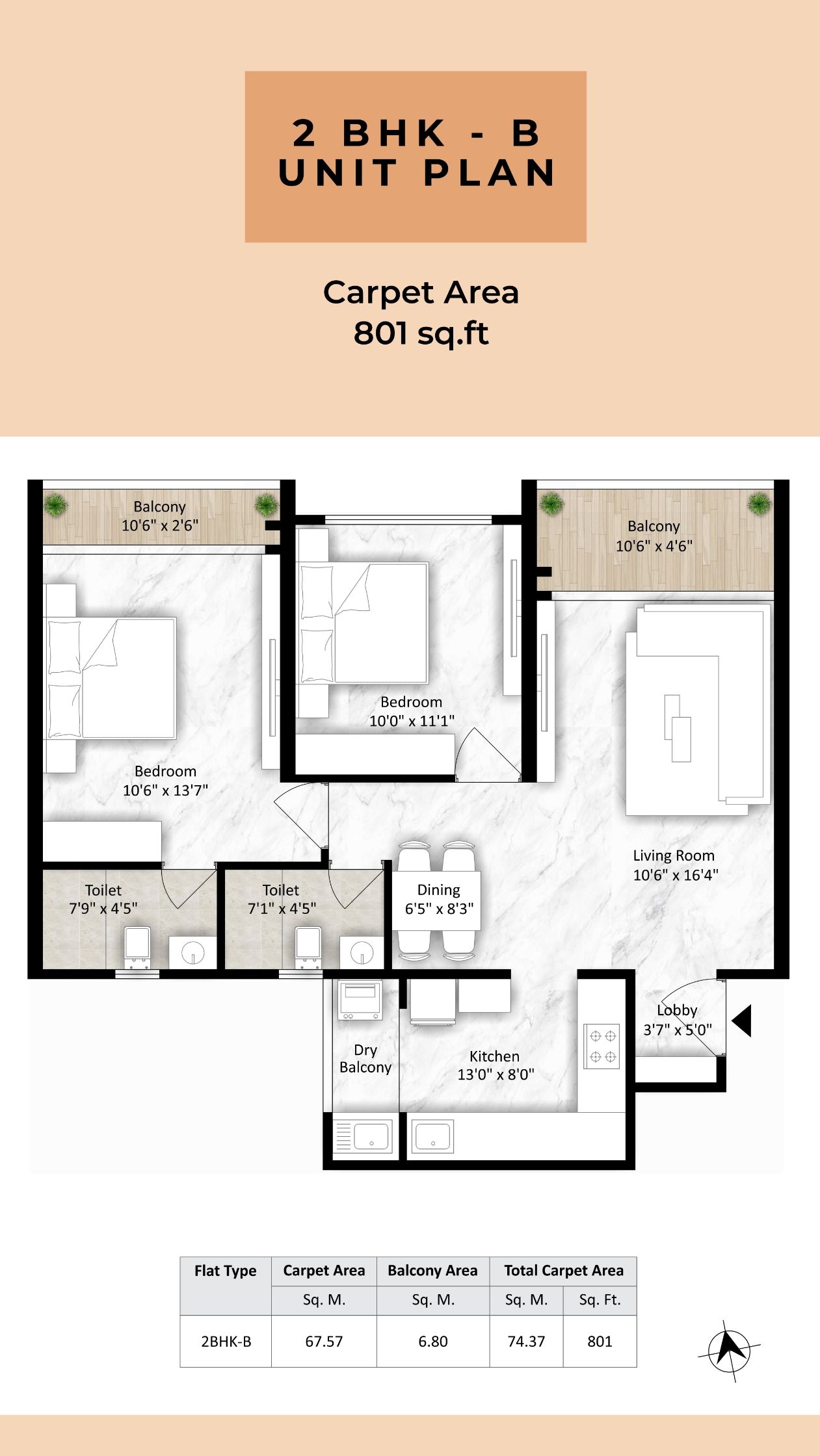 Unit plan - 801 sq.ft.