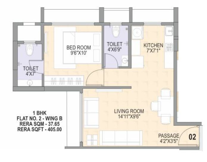 Unit plan - 393 sq.ft.