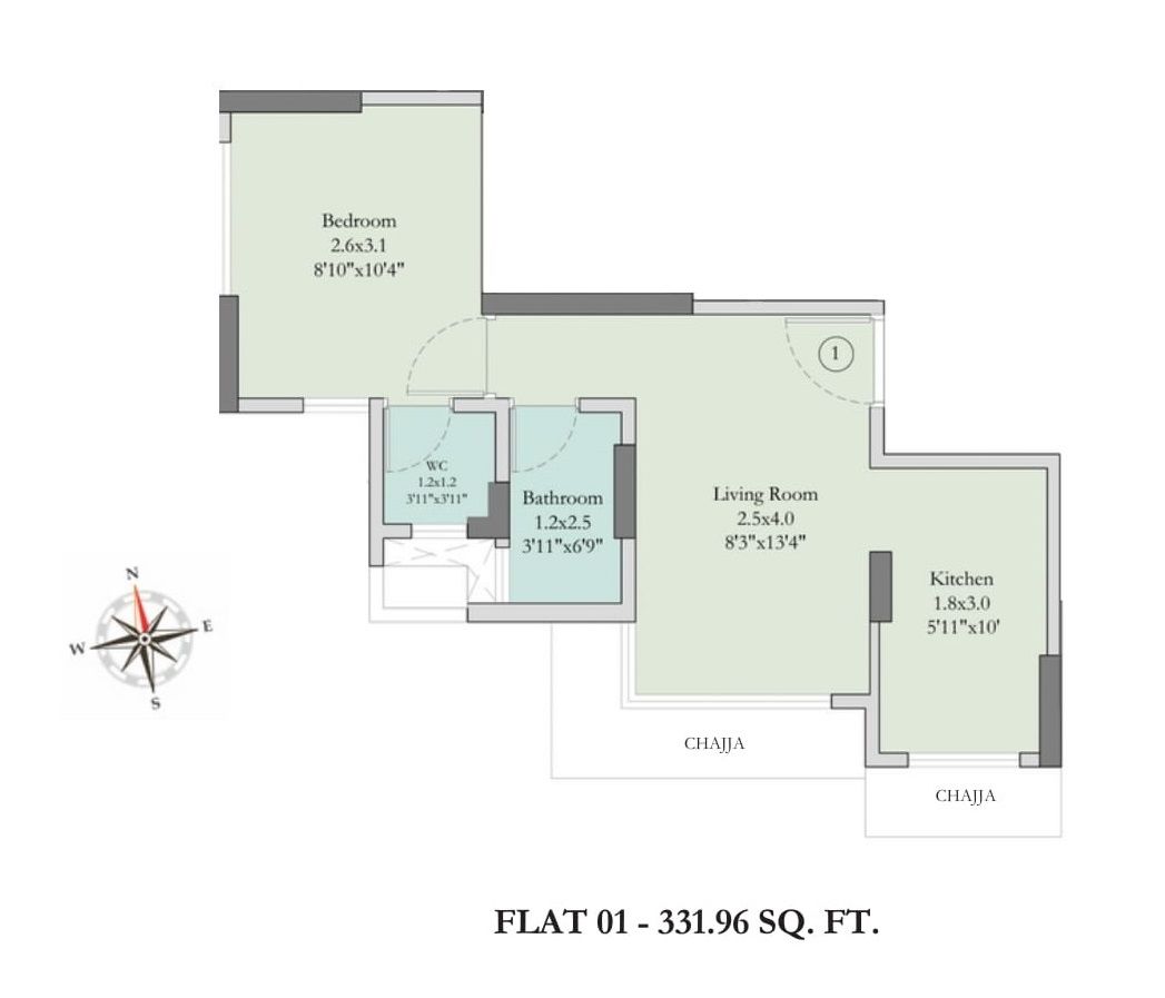 VKLal Hari Phase 1 Unit plan - 331 sq.ft.