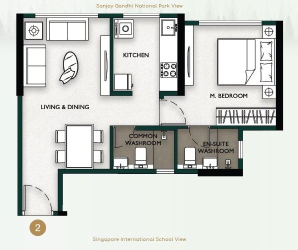 MICL Aaradhya Parkwood Unit plan - 409 sq.ft.