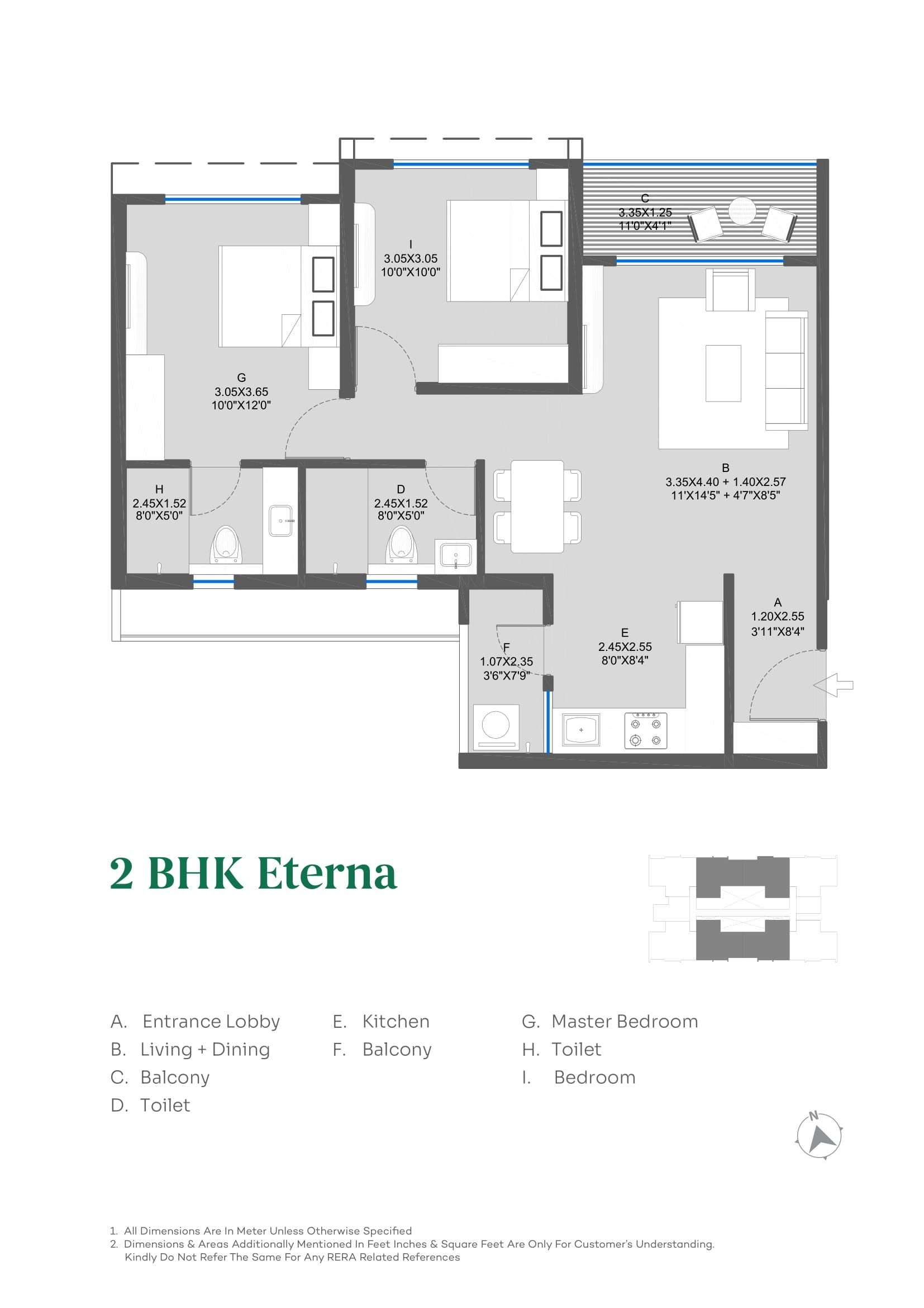 Unit plan - 736 sq.ft.