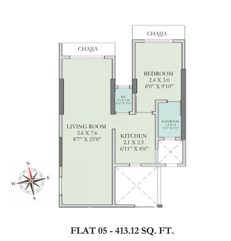 VKLal Hari Phase 1 Unit plan - 413 sq.ft.