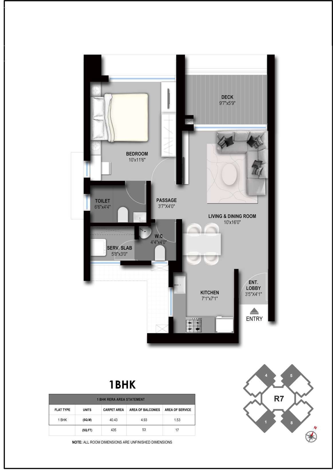 Unit plan - 435 sq.ft.