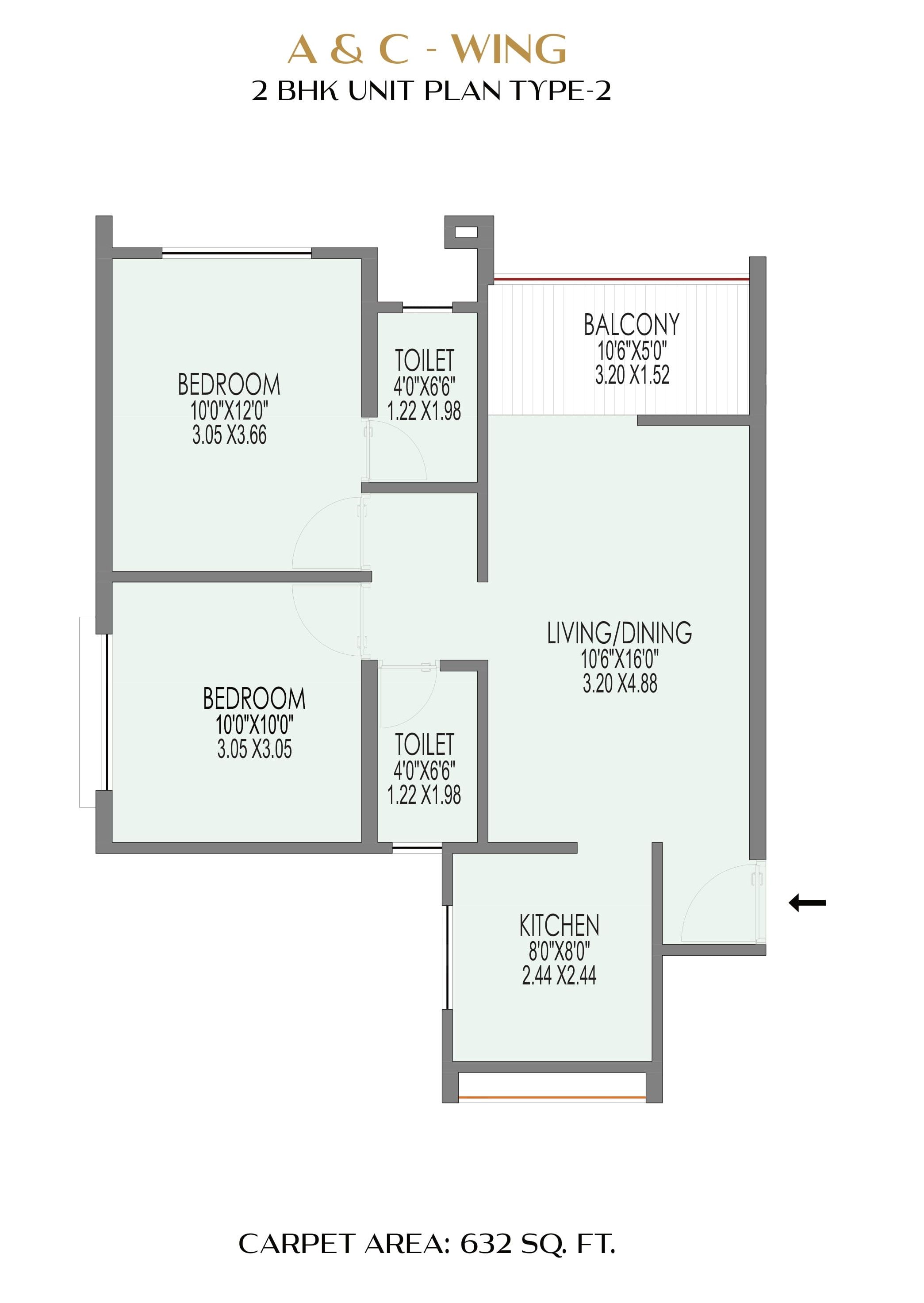SS Sai Pleasure Unit plan - 632 sq.ft.