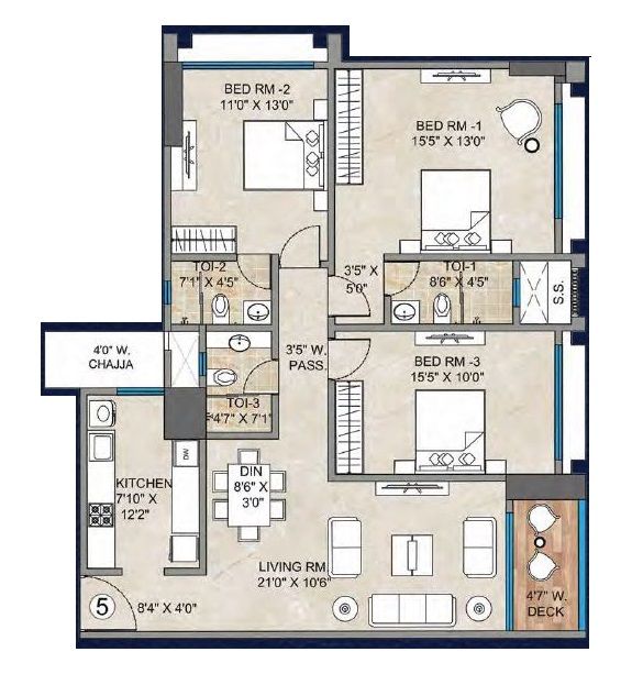 Unit plan - 1140 sq.ft.