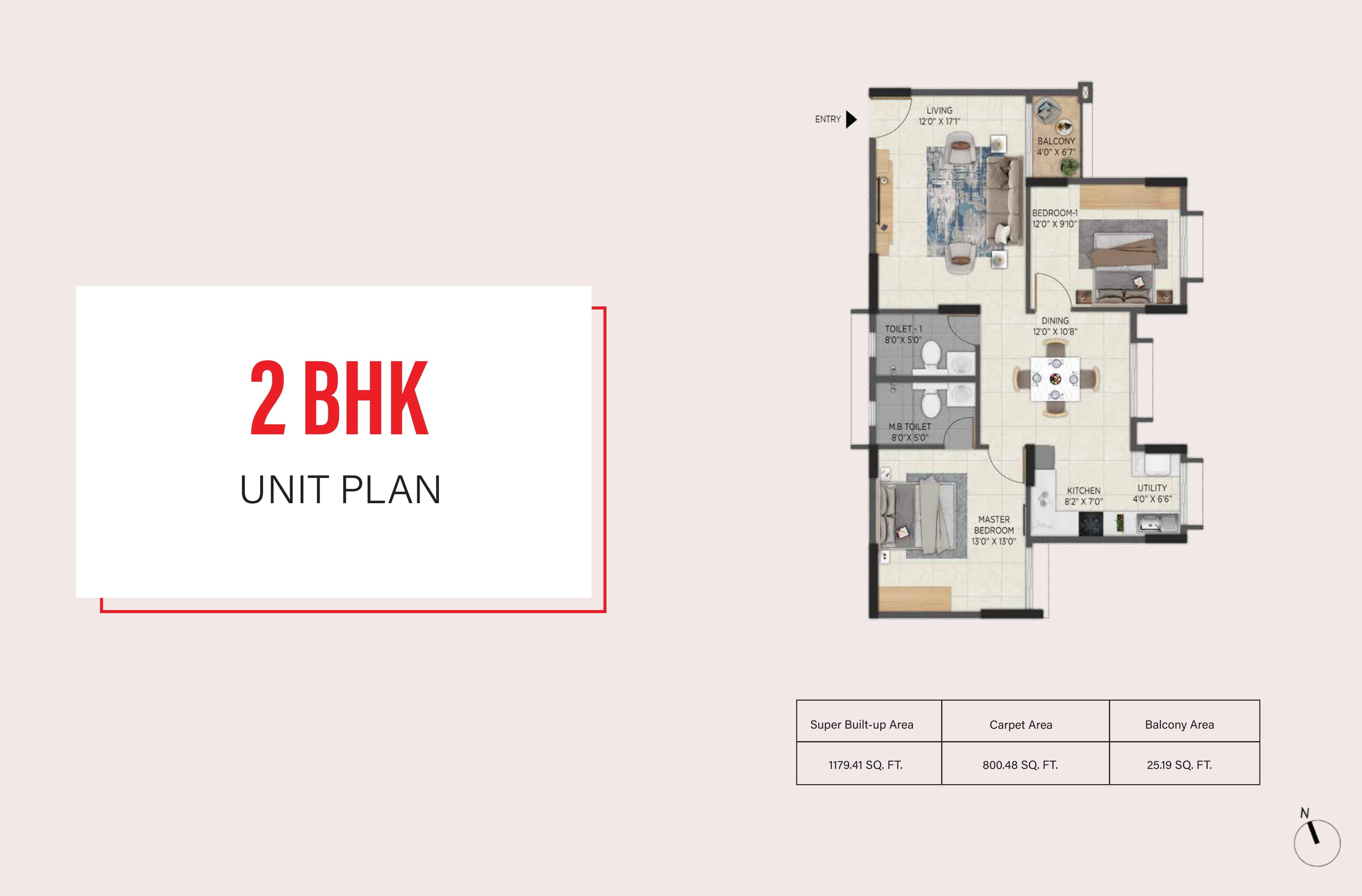 Aratt Avant Twilight Unit plan - 825 sq.ft.