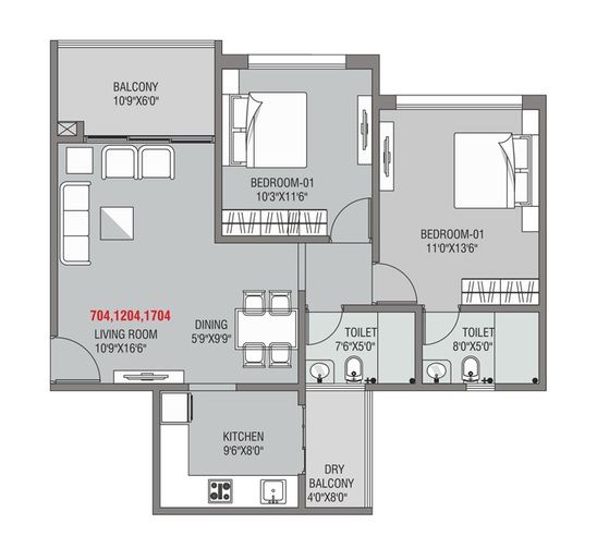 Unit plan - 803 sq.ft.