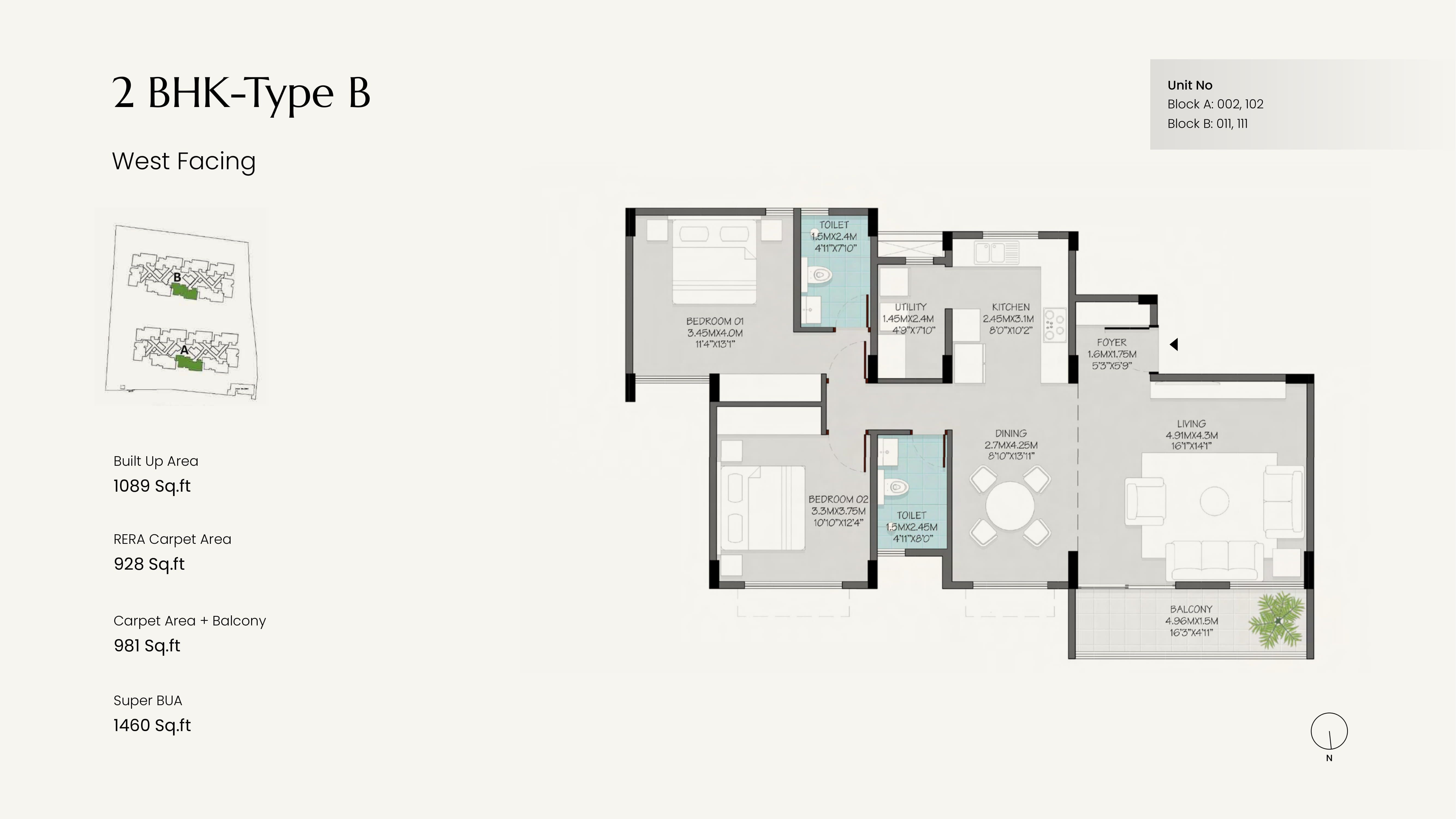 Modern Spaaces Green Storeys Unit plan - 928 sq.ft.