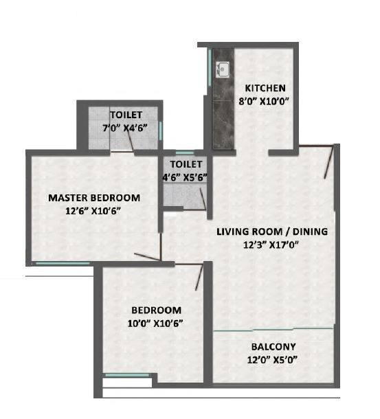 Kumar Primeview Unit plan - 695 sq.ft.