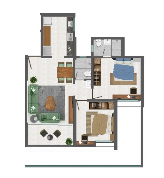 Kumar Primeview Unit plan - 712 sq.ft.
