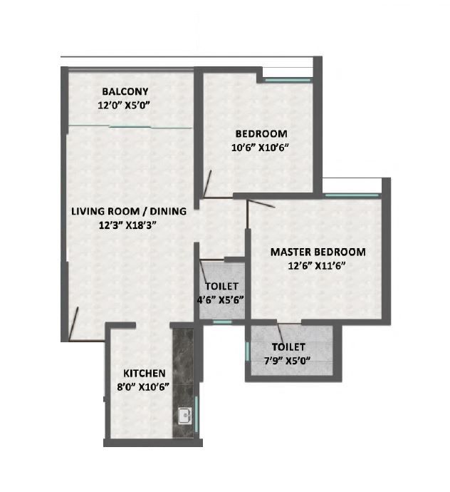 Kumar Primeview Unit plan - 749 sq.ft.